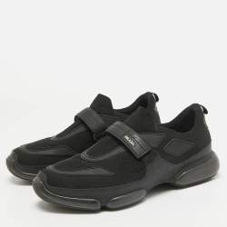 Prada Black Knit Fabric and Rubber Cloudbust Sneakers Size 42