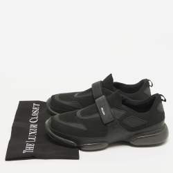 Prada Black Knit Fabric and Rubber Cloudbust Sneakers Size 42