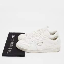Pre Owned Prada White Leather Downtown Low Top Sneakers Size 42.5