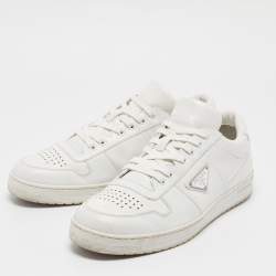 Pre Owned Prada White Leather Downtown Low Top Sneakers Size 42.5