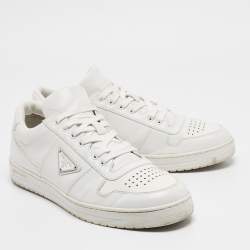 Pre Owned Prada White Leather Downtown Low Top Sneakers Size 42.5