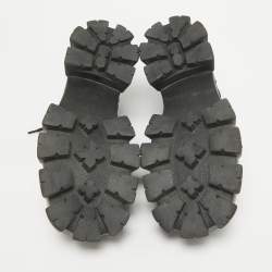 Pre Owned Prada Black Leather And Nylon Lace up Monolith Sneakers Size 42.5