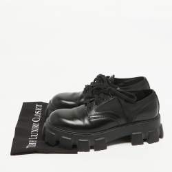 Pre Owned Prada Black Leather And Nylon Lace up Monolith Sneakers Size 42.5