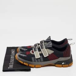 Prada Multicolor Knit Fabric Lace Up Sneakers Size 40