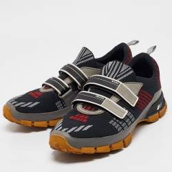 Prada Multicolor Knit Fabric Lace Up Sneakers Size 40