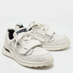 Pre Owned Prada White Leather Mechano Sneakers Size 43