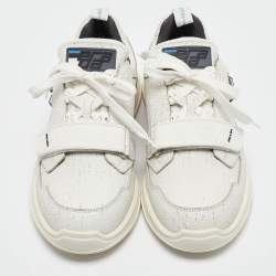 Pre Owned Prada White Leather Mechano Sneakers Size 43
