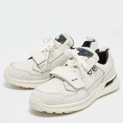 Pre Owned Prada White Leather Mechano Sneakers Size 43