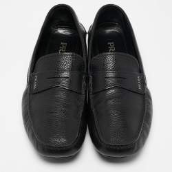 Prada Black Leather Penny Slip On Loafers Size 43.5