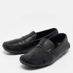 Prada Black Leather Penny Slip On Loafers Size 43.5