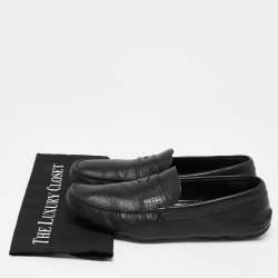 Prada Black Leather Penny Slip On Loafers Size 43.5