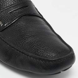 Prada Black Leather Penny Slip On Loafers Size 43.5