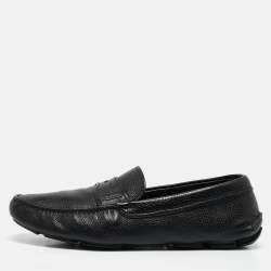 Prada Black Leather Penny Slip On Loafers Size 43.5