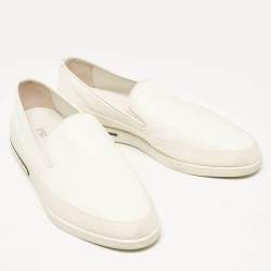 Pre Owned Prada White Leather Saint Tropez Sneakers Size 43