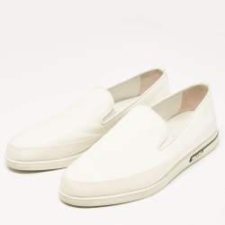 Pre Owned Prada White Leather Saint Tropez Sneakers Size 43