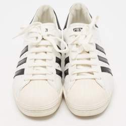 Prada X Adidas White/Black Leather Superstar Lace Up Sneakers Size 40