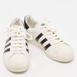 Prada X Adidas White/Black Leather Superstar Lace Up Sneakers Size 40