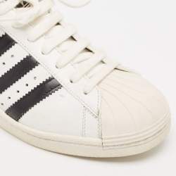 Prada X Adidas White/Black Leather Superstar Lace Up Sneakers Size 40