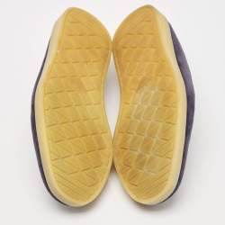 مملوكة مسبقًا Prada Navy Blue Leather and Suede Slip On Sneakers Size 43