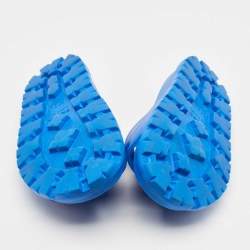 Prada Blue Rubber Triangle Logo Soft Pool Slides Size 42