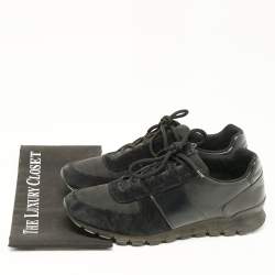 Prada Black Leather and Suede Lace Up Sneakers Size 44.5