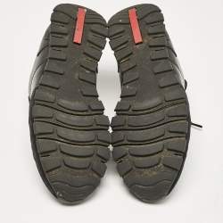 Prada Black Leather and Suede Lace Up Sneakers Size 44.5