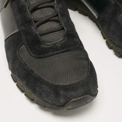 Prada Black Leather and Suede Lace Up Sneakers Size 44.5