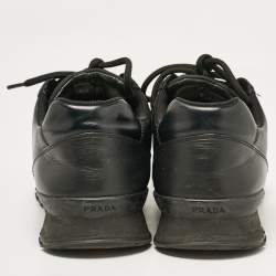 Prada Black Leather and Suede Lace Up Sneakers Size 44.5