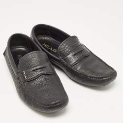 Prada Black Leather Slip On Loafers Size 41