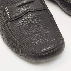 Prada Black Leather Slip On Loafers Size 41