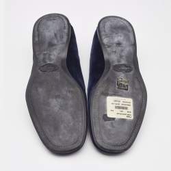 Prada Navy Blue Velvet Slip On Smoking Slippers Size 42