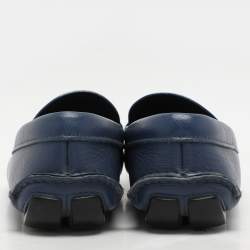 Prada Blue Saffiano Leather Penny Loafers Size 41.5