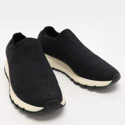 Prada Black Knit Fabric Low Top Sneakers Size 41