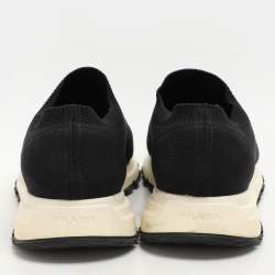 Prada Black Knit Fabric Low Top Sneakers Size 41