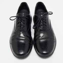 Prada Black Leather Cap Toe Oxfords Sneakers Size 42.5