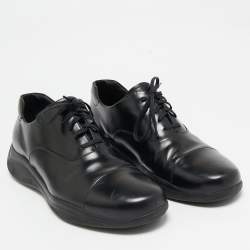 Prada Black Leather Cap Toe Oxfords Sneakers Size 42.5