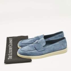 Prada Blue Suede Slip On Loafers Size 42