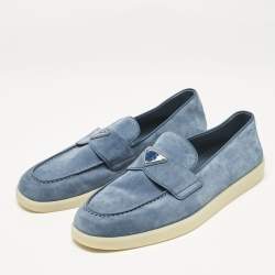 Prada Blue Suede Slip On Loafers Size 42
