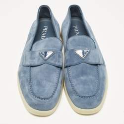 Prada Blue Suede Slip On Loafers Size 42