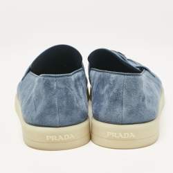 Prada Blue Suede Slip On Loafers Size 42