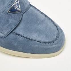 Prada Blue Suede Slip On Loafers Size 42