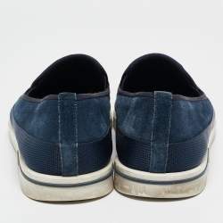 Prada Blue Suede Slip On Sneakers Size 43