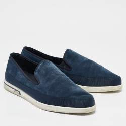 Prada Blue Suede Slip On Sneakers Size 43