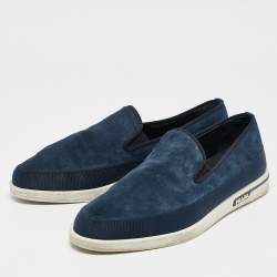 Prada Blue Suede Slip On Sneakers Size 43