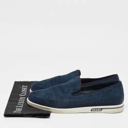 Prada Blue Suede Slip On Sneakers Size 43