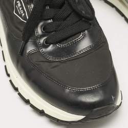 Prada Black Leather and Nylon Low Trainer Sneakers Size 45.5
