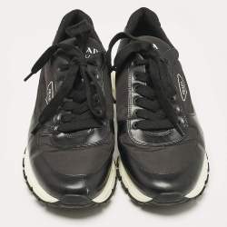 Prada Black Leather and Nylon Low Trainer Sneakers Size 45.5