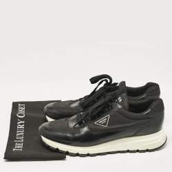 Prada Black Leather and Nylon Low Trainer Sneakers Size 45.5