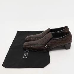 Prada Brown Ostrich Leather Belted Loafers Size 40.5