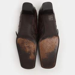 Prada Brown Ostrich Leather Belted Loafers Size 40.5